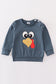 Navy thanksgiving turkey applique boy top