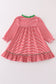 Red stripe christmas tree embroidery girl gown