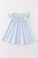 Blue christmas tree french knot smocked dress