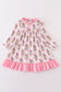 Pink stripe character print girl gown