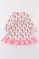 Pink stripe character print girl gown