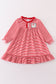 Red stripe christmas santa claus embroidery girl gown