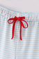 Blue stripe christmas santa claus embroidery men pajamas pants