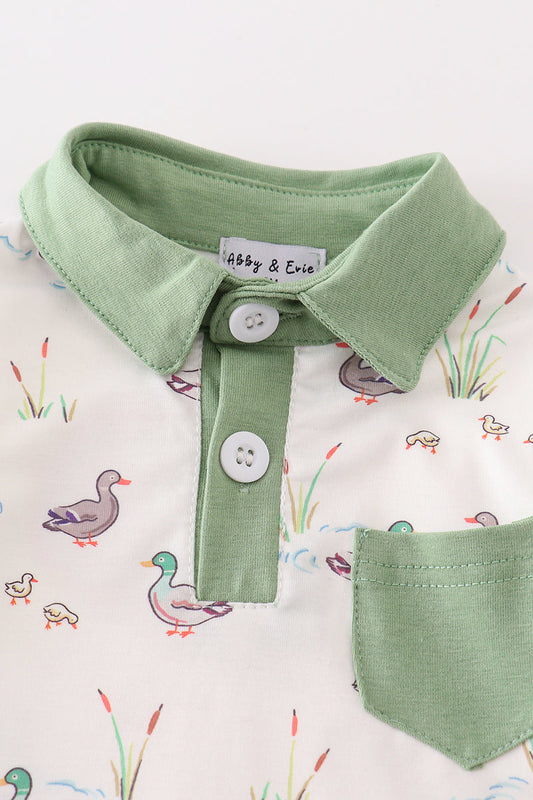 Sage duck print boy bubble