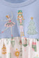 Blue nutcracker embroidery bloomer set