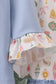 Blue nutcracker embroidery ruffle pants set