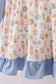 Blue nutcracker embroidery ruffle dress