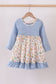 Blue nutcracker embroidery ruffle dress