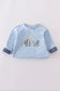 Blue believe embroidery romper