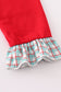 Red gingerbread applique ruffle pants set