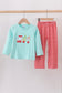Mint gingerbread applique pants set