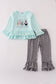 Blue GOIN TO THE ZOO embroidery ruffle pants set