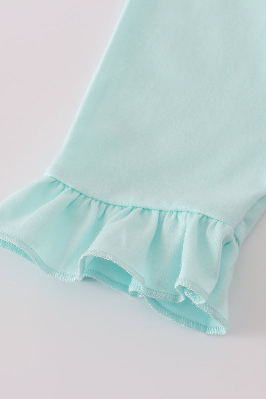 Blue GOIN TO THE ZOO embroidery ruffle pants set