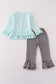 Blue GOIN TO THE ZOO embroidery ruffle pants set