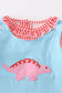 Blue valentine dinosaur applique girl dress set