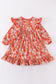 Fall floral print ruffle dress