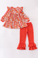Fall floral print ruffle girl set