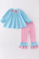 Blue valentine XOXO smocked girl set