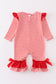 Red stripe valentine heart applique girl romper