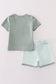 Sage gingham boy shorts set