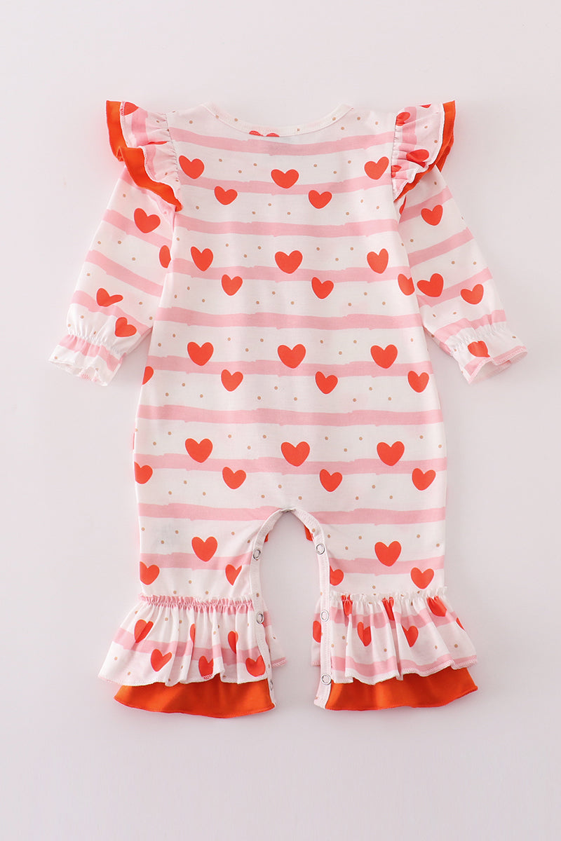 Valentine heart print girl romper