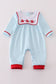 Valentine's day heart envelope embroidery stripe boy romper