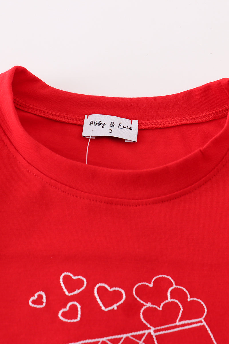 Red valentine'day fire truck boy top