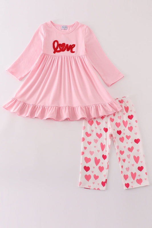 Valentine love french knot girl set