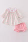 Valentine's day heart bow embroidery girl bloomer set