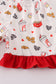 Red the lord's chicken print girl pajamas set