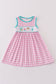 Pink let's baking embroidery gingham dress