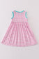 Pink let's baking embroidery gingham dress