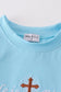 Blue he is risen cross embroidery boy set