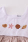 Brown Shell Starfish Embroidered Seersucker Dress