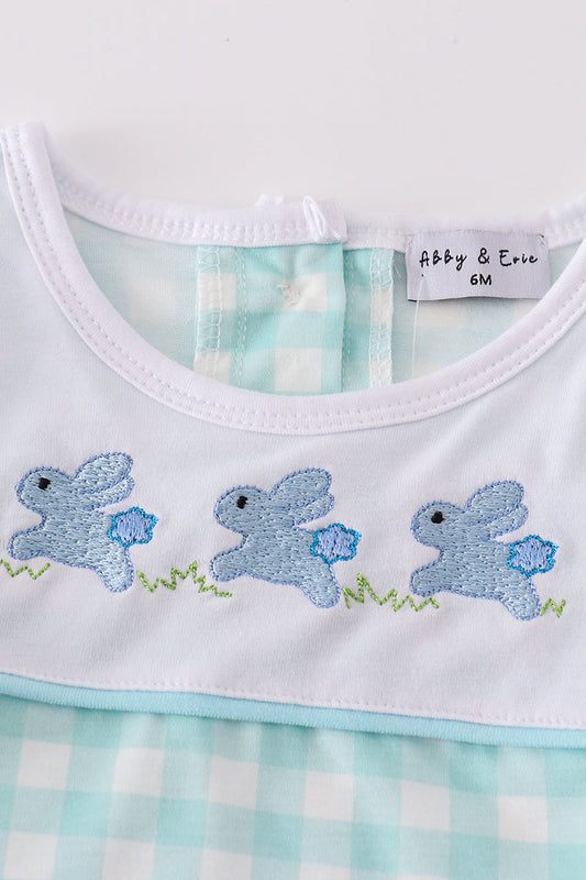 Leopard bunny embroidery boy bloomer set