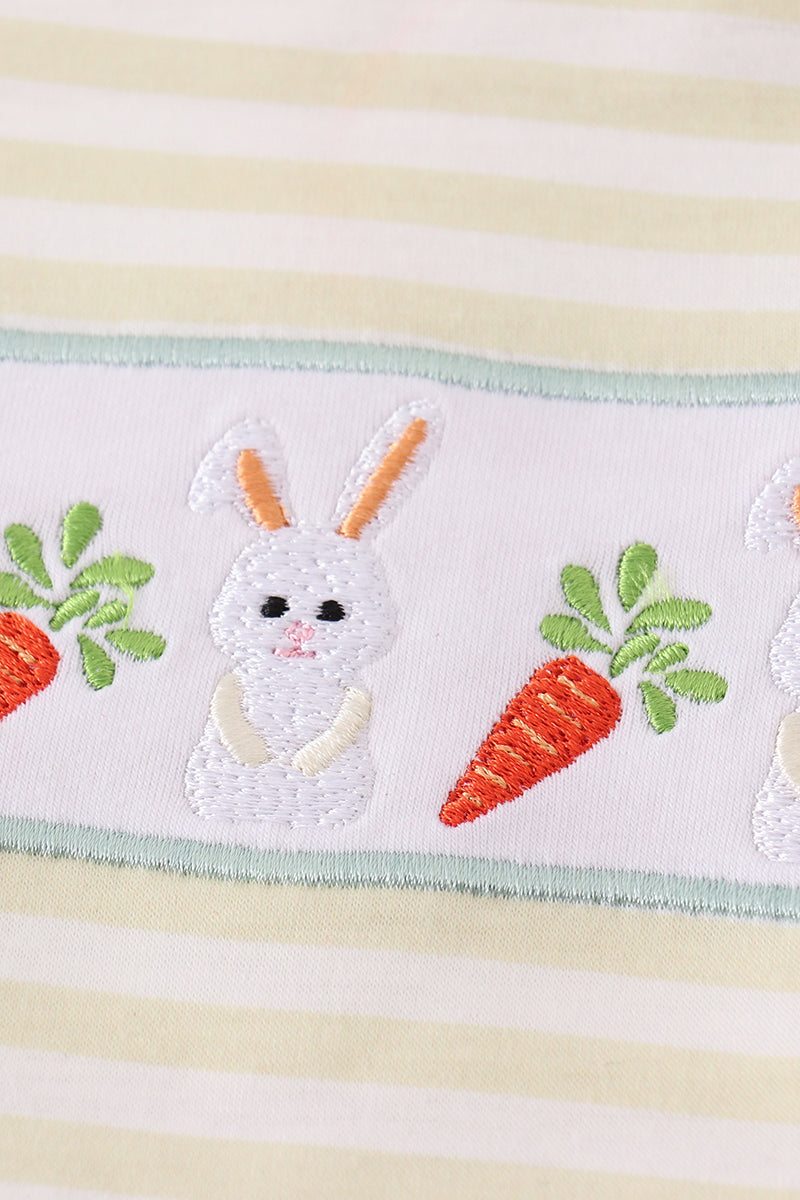 Easter stripe bunny embroidery boy set