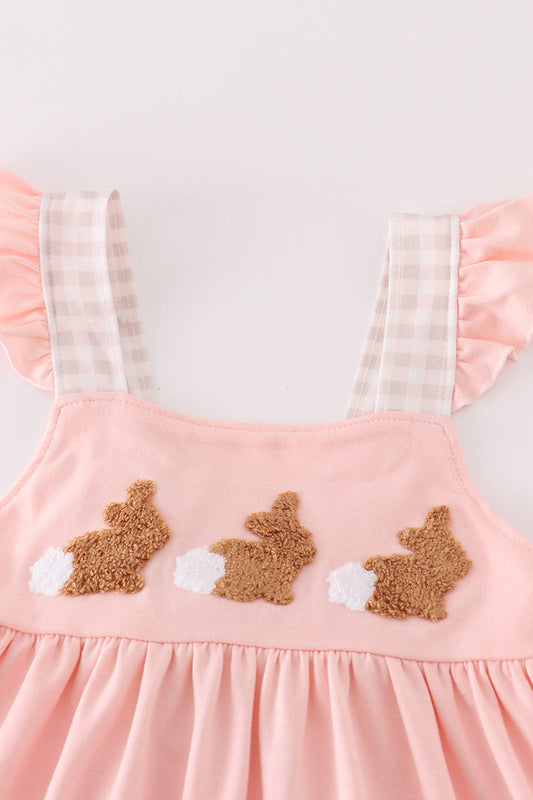 Pink easter bunny french knot girl dress