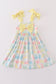 Easter bunny print bow girl dress