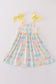 Easter bunny print bow girl dress