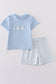 Blue easter cross embroidery boy set