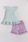 Blue easter bunny applique girl set