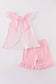 Pink easter bunny applique stripe girl set