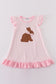 Pink easter bunny applique stripe girl dress