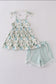 Green floral print set
