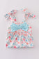 Blue floral print bow bloomer set