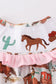 Pink western cowboy embroidery smocked bloomer set