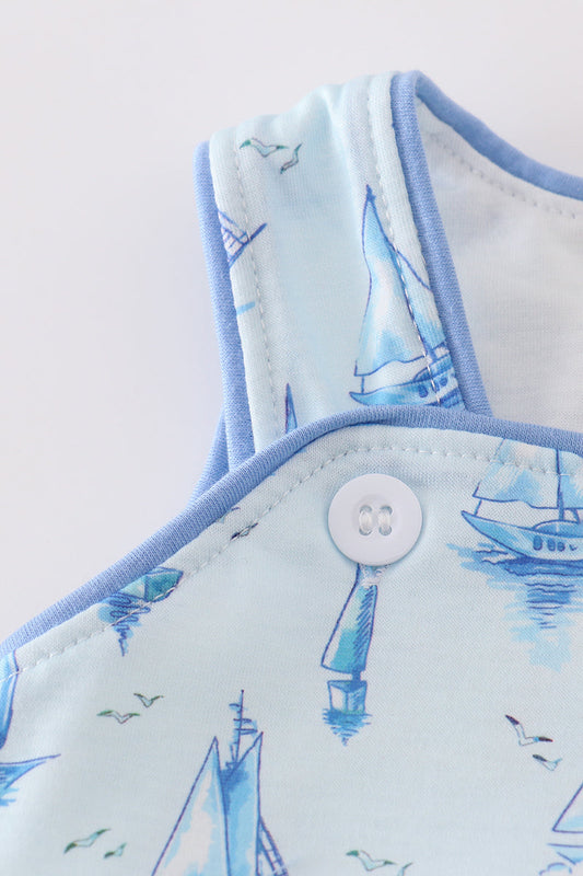 Blue sailboat print boy bubble