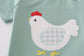 Green chicken applique boy set