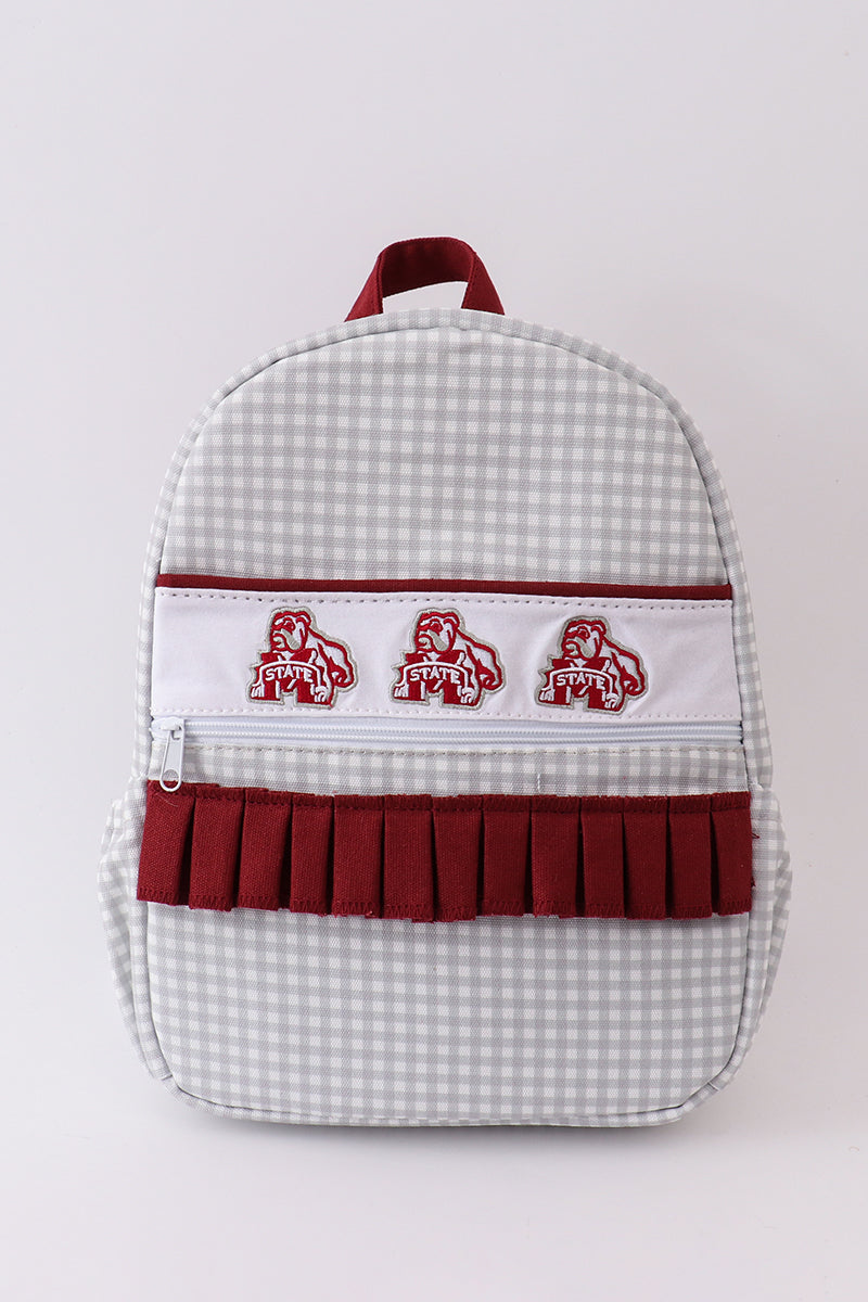 Mississippi bulldogs embroidery ruffle backpack