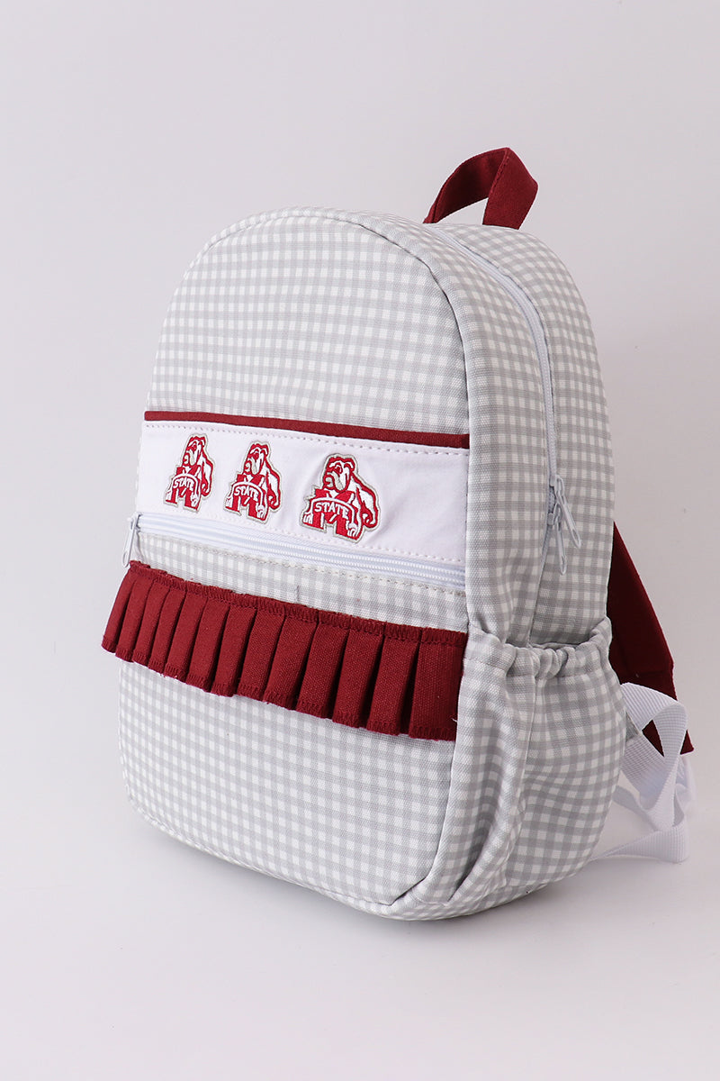 Mississippi bulldogs embroidery ruffle backpack